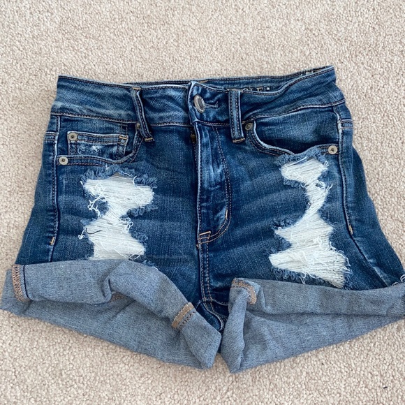 Blue Jean Shorts With Rips - Picture 1 of 3